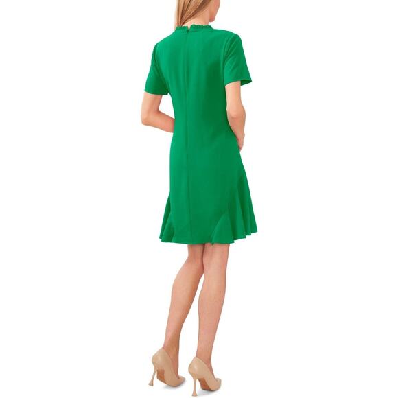 CeCe Ruffle Neck Godet Dress Lush Green 2 - Picture 2 of 2